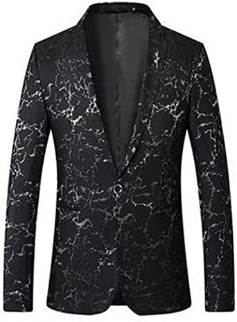 Men's Blazer Suit Jacket Lightning Pattern Shawl Lapel Blazer Stylish Tuxedo for Dinner; Prom; Wedding